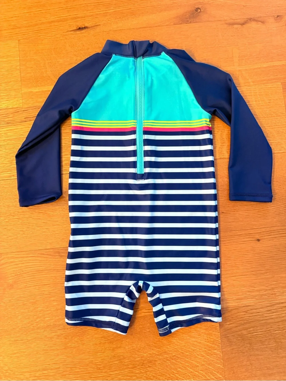 CARTER’S | Navy & Teal Striped Rashguard Swimsuit